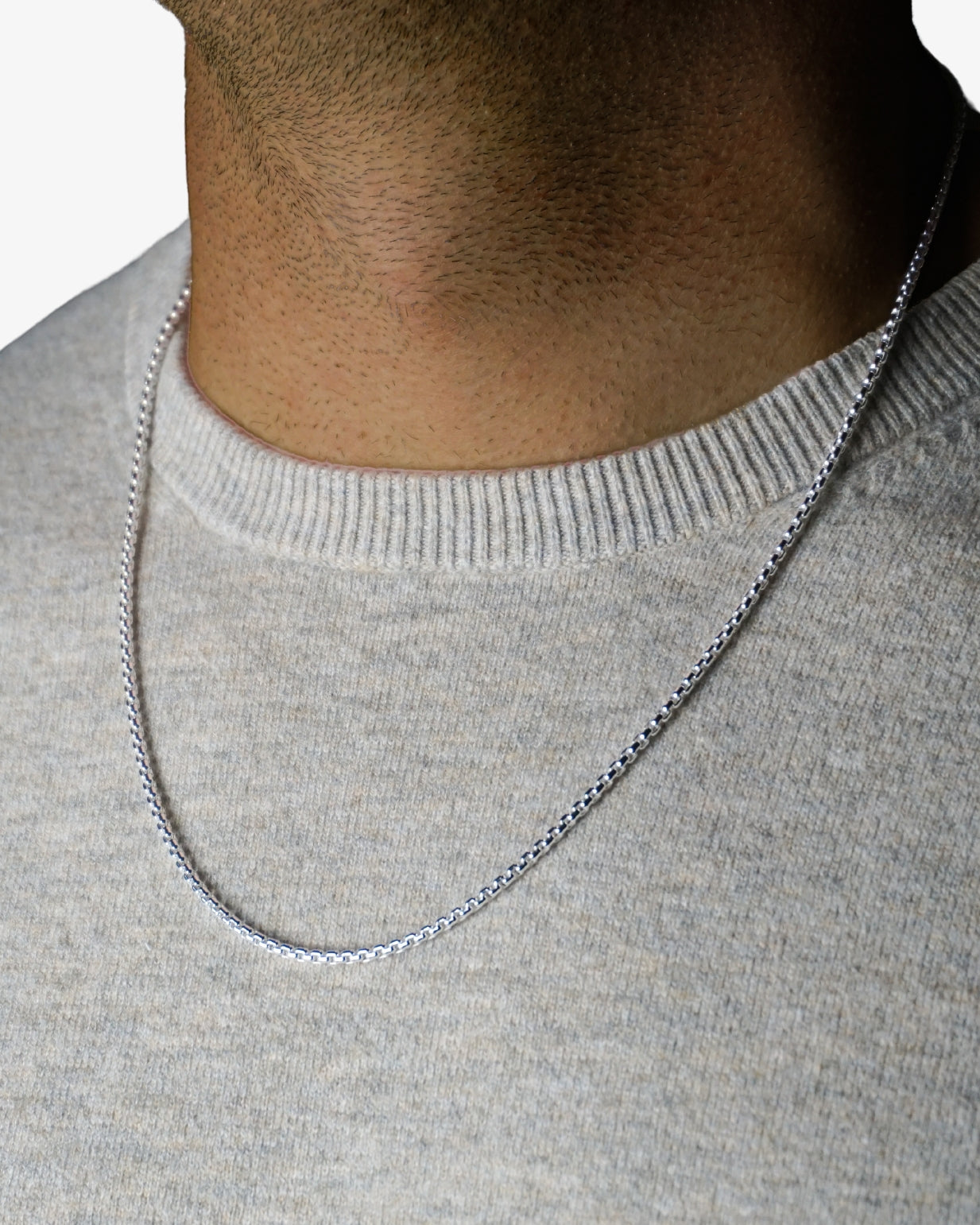 Silver Box Chain Necklace, 2.5mm