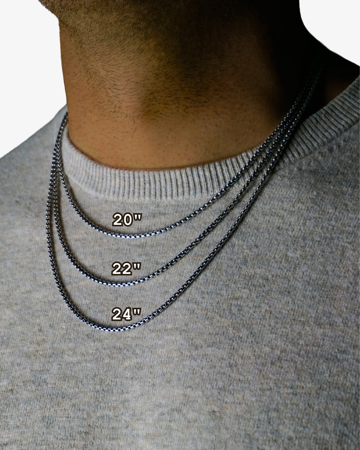 Silver Box Chain Necklace, 2.5mm