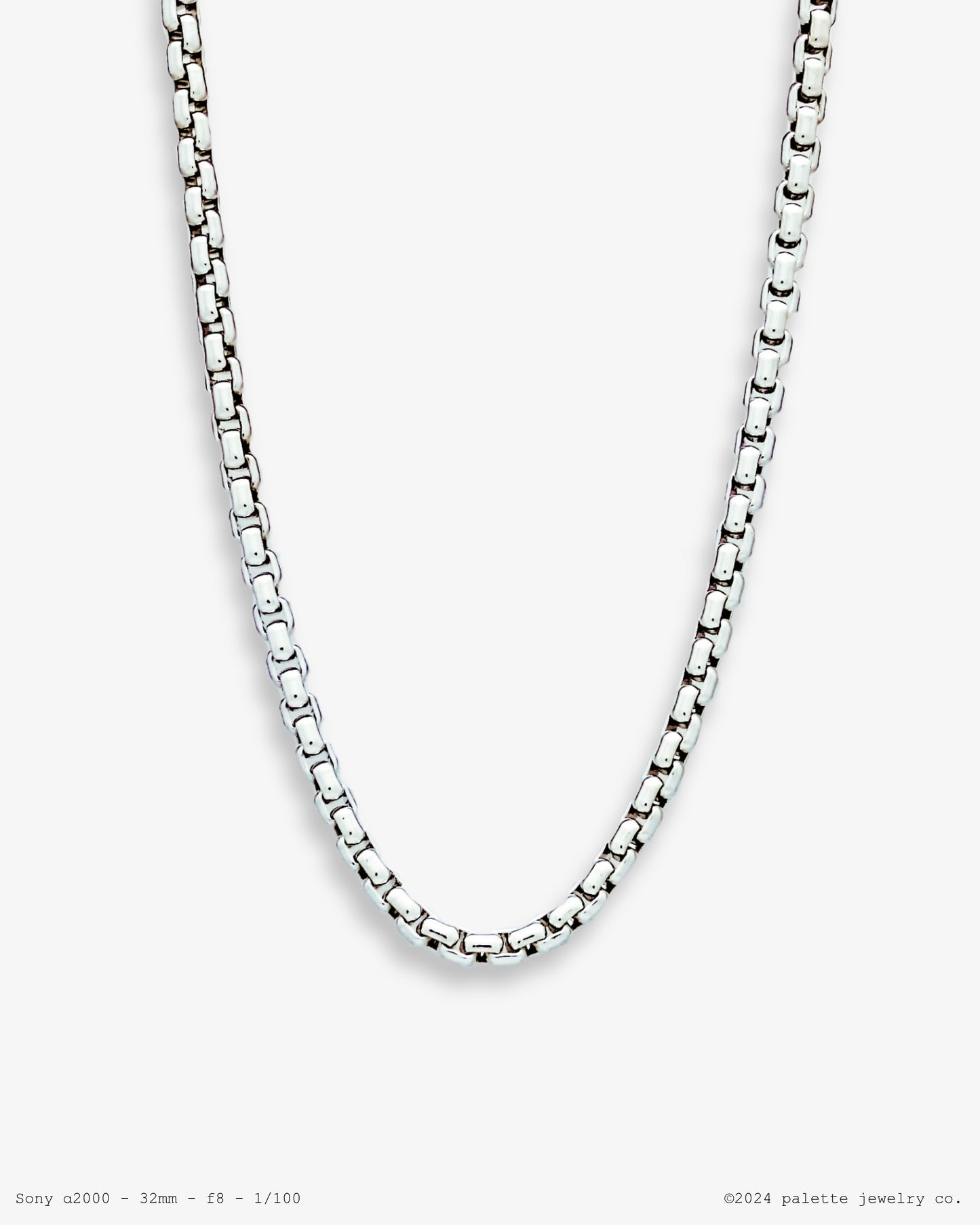 Silver Box Chain Necklace, 2.5mm