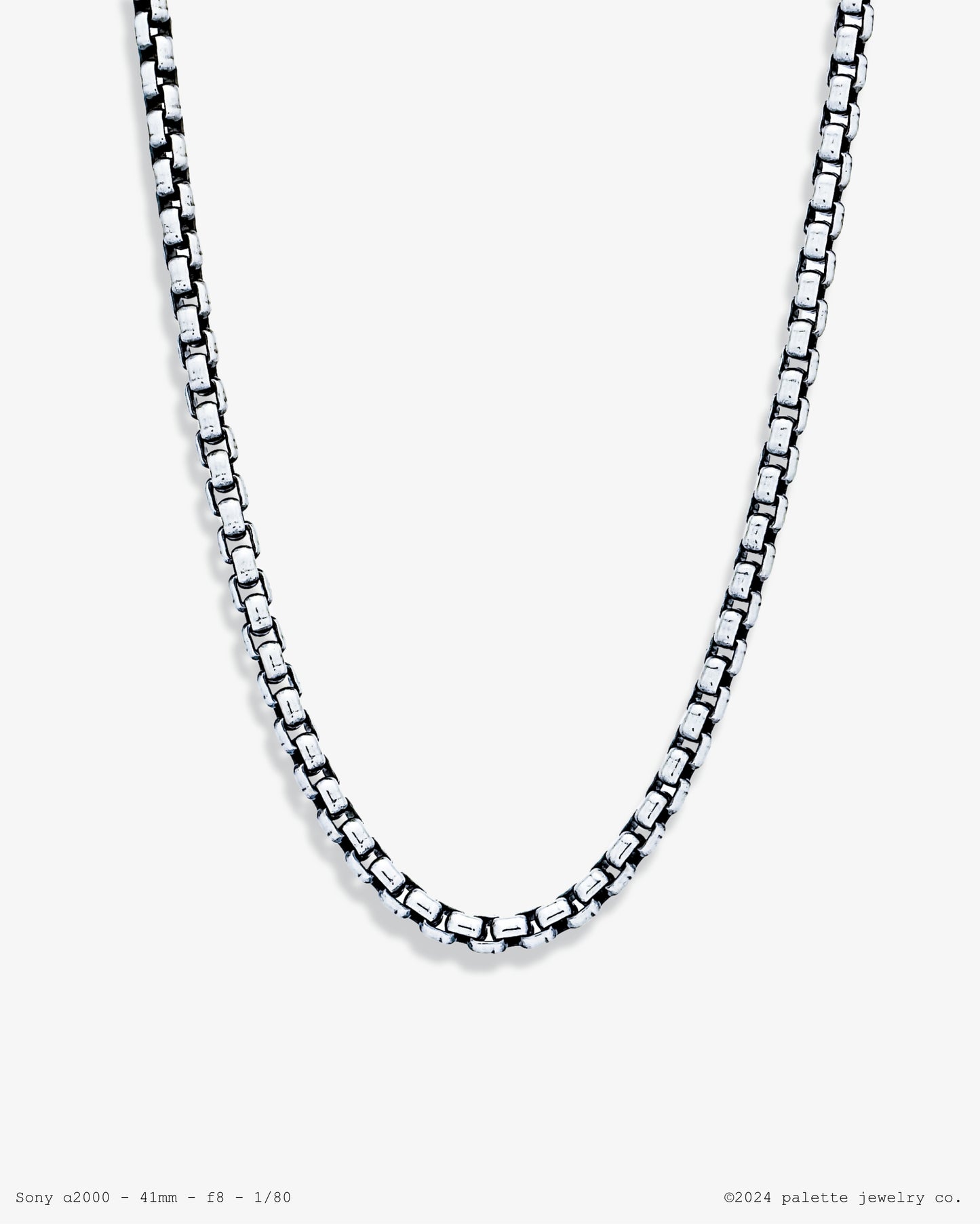 Silver Box Chain Necklace, 2.5mm