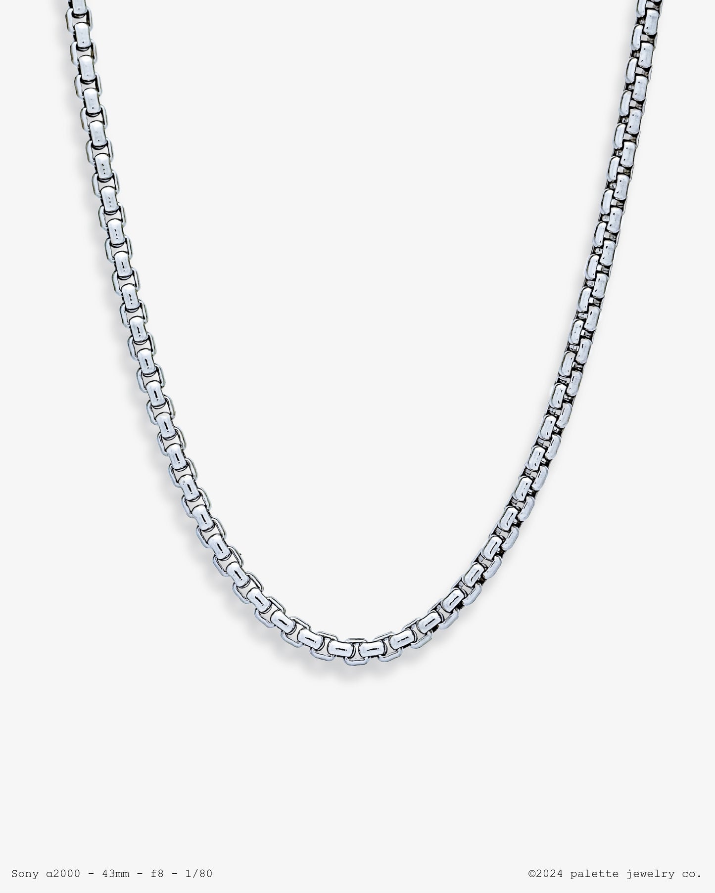 Silver Box Chain Necklace, 2.5mm